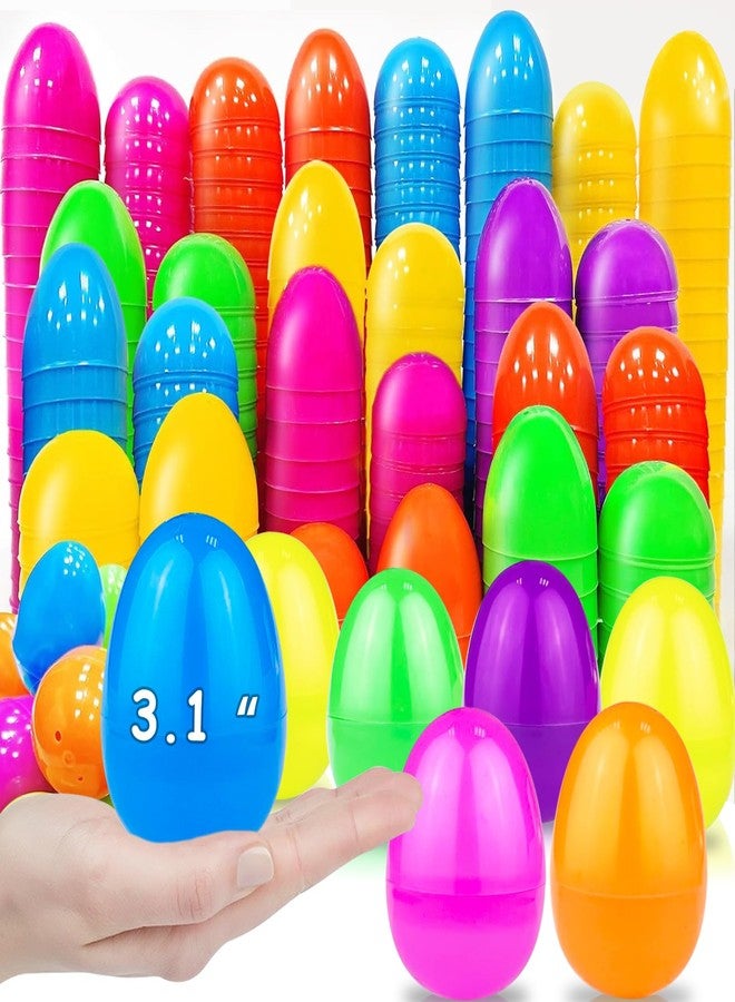 AMENON 100 Pcs 3.1 Inch Large Plastic Easter Eggs Bulk 6 Colors Empty Easter Eggs Fillable, Easter Basket Stuffers Fillers, Easter Hunt Party Favor , Classroom Prize Supplies Kids Toddler - Image 1